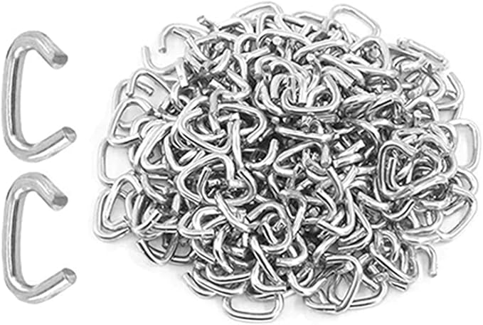 1000Pcs 3/8" Galvanized Hog Rings Assortment Kit, Professional Hog Rings Installation Kit for Bungee Shock, Cords, Animal Pet Cage