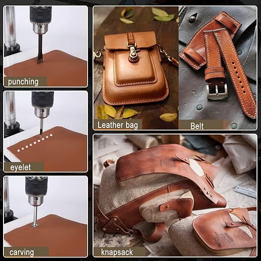 Leather Hole Puncher Industrial Hole Puncher Arbor Press Leathercraft Punching Tools for DIY Leather Craft Punching Holes withPP Plate竊?.5-13mm Clamping Chuck竊똅ree Accessorie