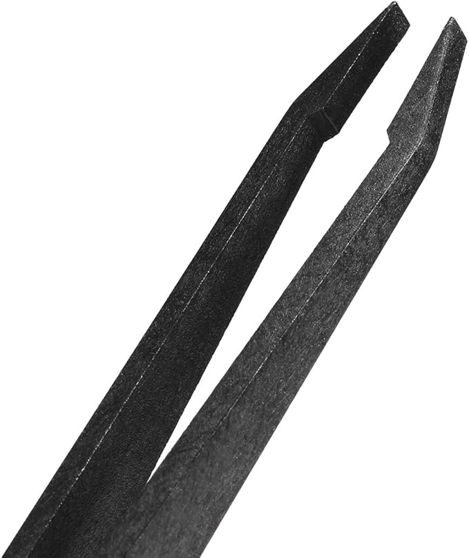 uxcell 93305 Plastic Anti-static Tweezers, Precision Slant Tip for Jewelry Craft DIY Beauty Electronics Repair Tool Black 10 Pcs