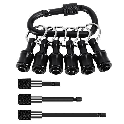 Bit Holder Drill Bit Extension Set, Upgrade Bit Holder Keychain 1/4" Hex Shank Aluminum Alloy Screwdriver Bits Holder, 3-Pack Quick Release Drill Bit Holder Tool Kit