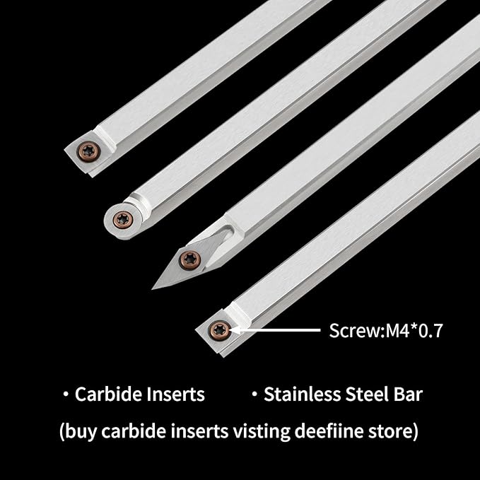 18.3" Full Size Carbide Tip Wood Lathe Turning Tool Kit, Lathe Roughing and Finishing Tool with Diamond Round Square Carbide Inserts for Woodturning 竊?pcs