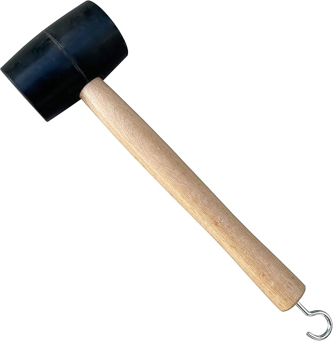 Sandbaggy Rubber Mallet | 20 oz Industrial Grade | For Applications Like Construction & Landscaping | Made of Solid Oak | Comfortable for All Day Use | Includes Tent Peg Remover (Pack of 6, Black)