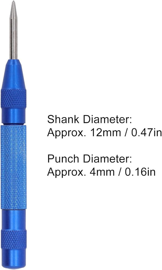 Center Punch, 4Pcs 5inches Center Punch Automatic High Speed Steel Tool Set Kit for Furniture Installation Machine Maintenance (Blue)