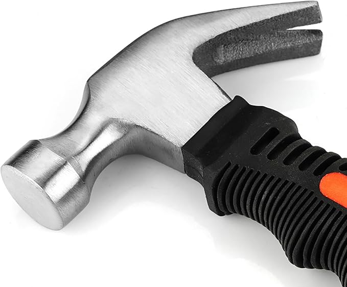 2 Pcs 11.6 Oz Small Claw Hammer, Forged Steel Stubby Tack Hammer with Shock-absorbing Leather Handle for Driving and Pulling Out Nails (2)