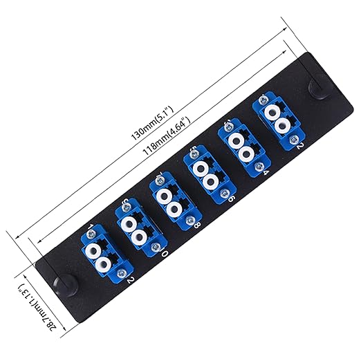 VFLTOOL 6 Duplex LC Adapters LGX Footprint Fiber Patch Panel Loaded 12 Fiber Ports Couplers Enclosure - LC UPC Blue Compatible with SingleMode Multimode|1.25G/10GB OS1-2/OM1-3