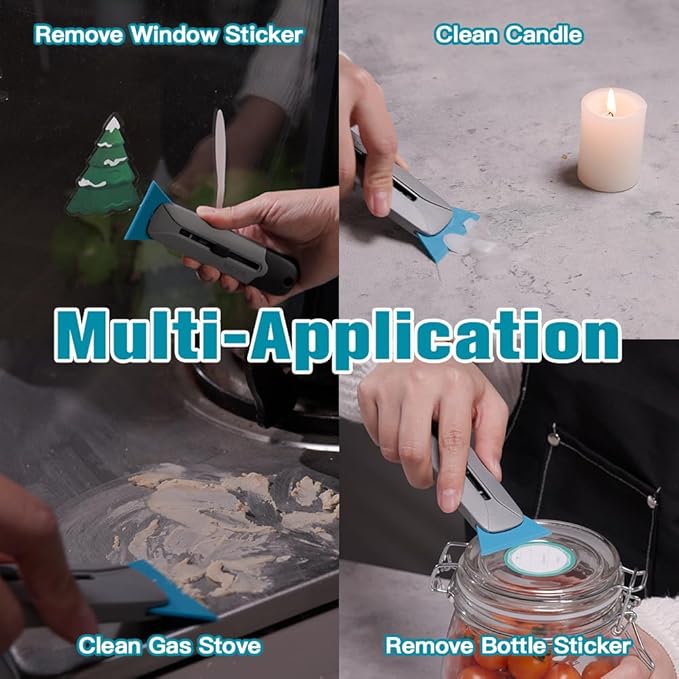 Nova 2 in 1 Scraper Utility Knife with Extra10 Metal Razor Blades +10 Plastic Blades, 2 Cutting Depth of Box Cutter, Multi-Purpose Cleaning and Cutting