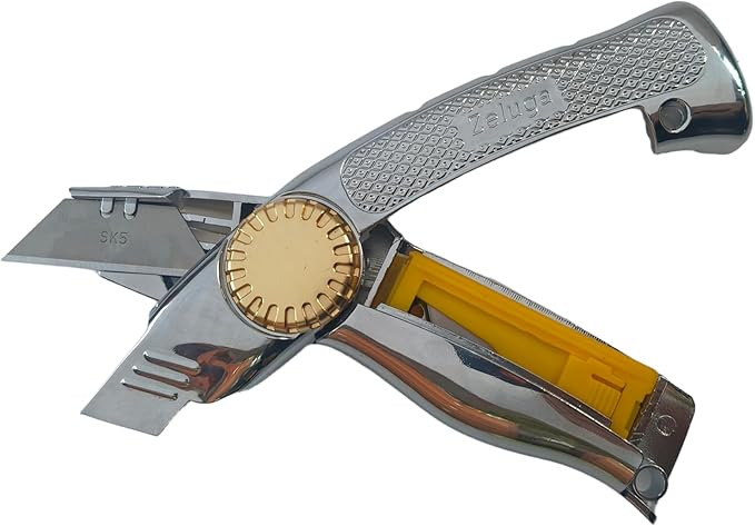 19-524 Fixed Blade Utility Knife with Die Cast Aluminium Housing, Quick Blade Change, 10 Blades Included
