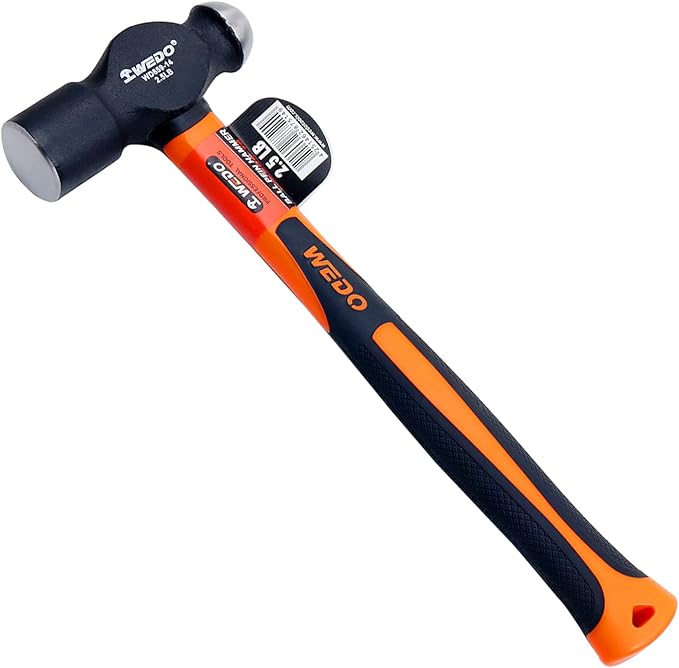 WEDO Ball Peen Hammer, Ball Pein Hammer with Fiberglass Handles 40oz(2.5 lb), High Carbon Steel,Shock Resistant, Non-Slip Handle, Die-forged, Strong Torque, DURABLE, 340mm Length