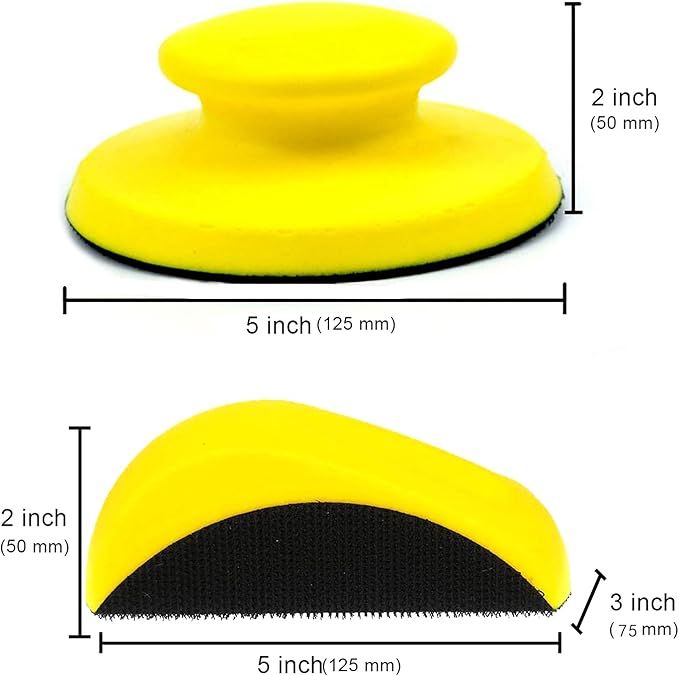 VIBRATITE 5 Inch Hook and Loop Round & Mouse Hand Sanding Block, Ideal for Woodworking, Furniture Restoration, Home and Automotive Body,Sanding Pad Hook Backing Plate for Sanders or Polishers,2PCS