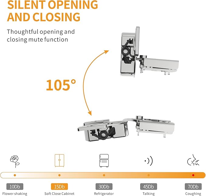 Chibery 8 Pack 3/8" Overlay 3D Soft Close Concealed Hinge for Face Frame Door, Satin Nickel, Hidden 105 Open Angle Stainless Steel Hinge for Kitchen Cabinet Door