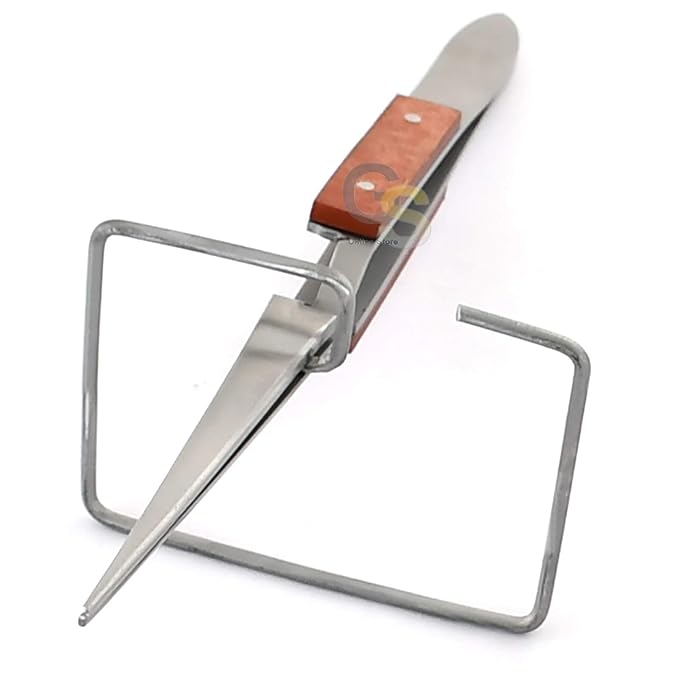 6-1/4" Straight Fiber-Grip Cross-Locking Tweezers with Stand for Soldering Welding Jewelry Making Repair Tool by G.S Online Store