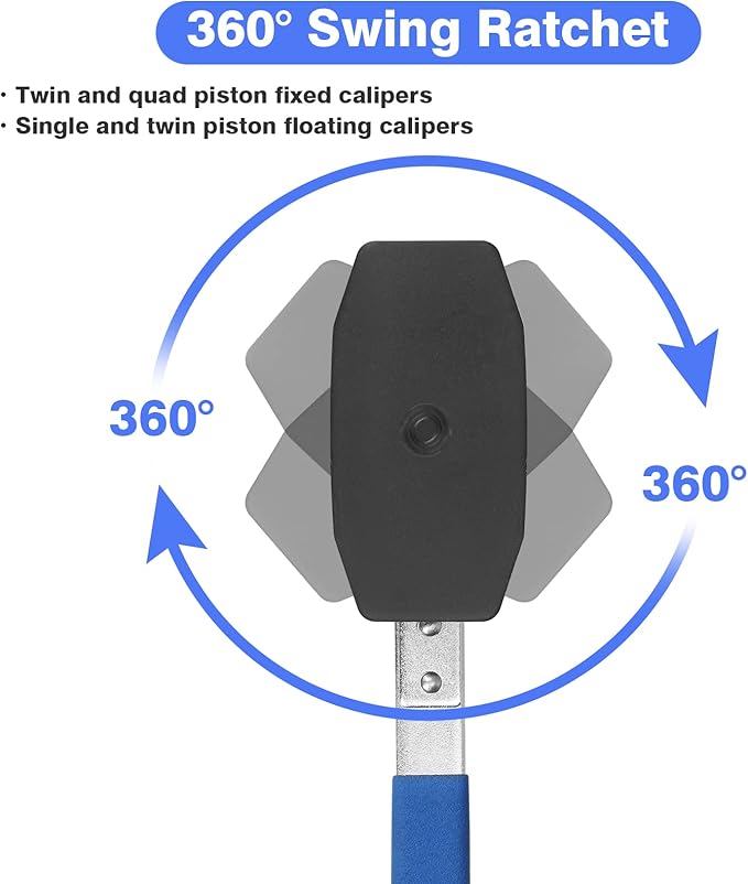 360째 Brake Caliper Press Tool with Double Caliper Hangers, Brake Piston Compression Tool, Ratchet Piston Spreader Automotive Tools, for Car Brake Repair & Instalation, Red