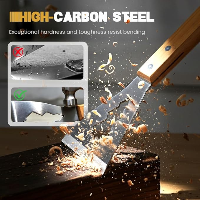 Multifunction Putty Knife with Wooden Handle, Steel Construction, for Filling, Caulking, Sealing, Painting (2)