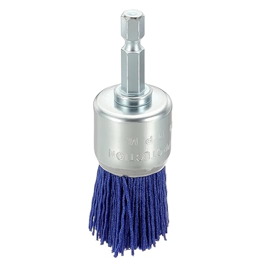 Wire Pen Brush for Drill, 1pcs 1in Crimped Wire Brush for Drill with 1/4in Hex Shank, [for Light Rust Deburring Paint Removal] - 0.05in Nylon Wire/240 Grit