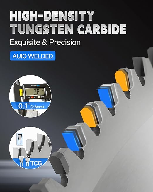 COMOWARE 12“ Circular Saw Blade, 100T TCG Metal Cutting Blade, 1" Arbor, TCT Carbide-Tipped, Anti-Vibration, Teflon Anti-Stick, Metal Cutting Circular Saw Blade for Aluminum and Non Ferrous Metals