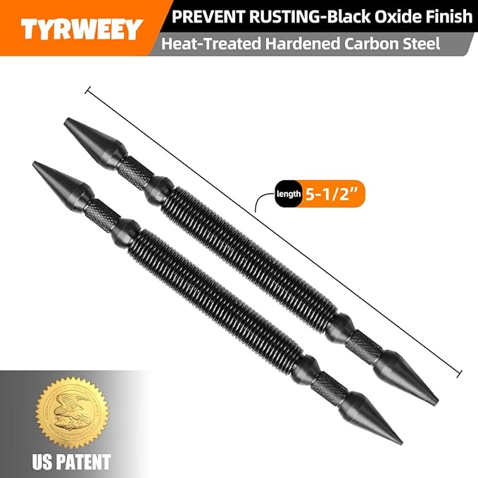 2-Piece Nail Setter Dual Head Nail Set, Dual Head Nail Setter, Spring Loaded Center Hole Punch, Hand Tool for Metal or Wood, Nail Setter Features 1/16-in, 1/32-in, 1/8-in, 3/32-in