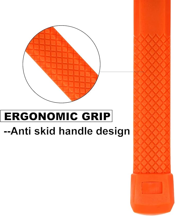 Acrux7 Dead Blow Hammer Set of 2 Pcs 1Lb Neon Rubber Orange Mallet Hammer with Non-Marring Rubber Coating, Dead Blow Ball Peen Hammer, Checkered Grip, Spark and Rebound Resistant