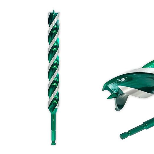 1/4"x 9" Auger Drill Bit for Wood, Hex Shank Tri-Flute Drill Bits, Ship Auger Long Drill Bit for Soft and Hard Wood, Plastic, Drywall, Tree Stump and Composite Materials