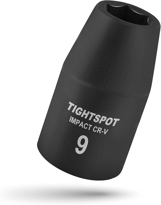 TIGHTSPOT 1/2 Inch Drive - 9mm Shallow Impact Socket with Anti-Rounding 6 Point Design, Heat-Treated CRV Steel, Metric