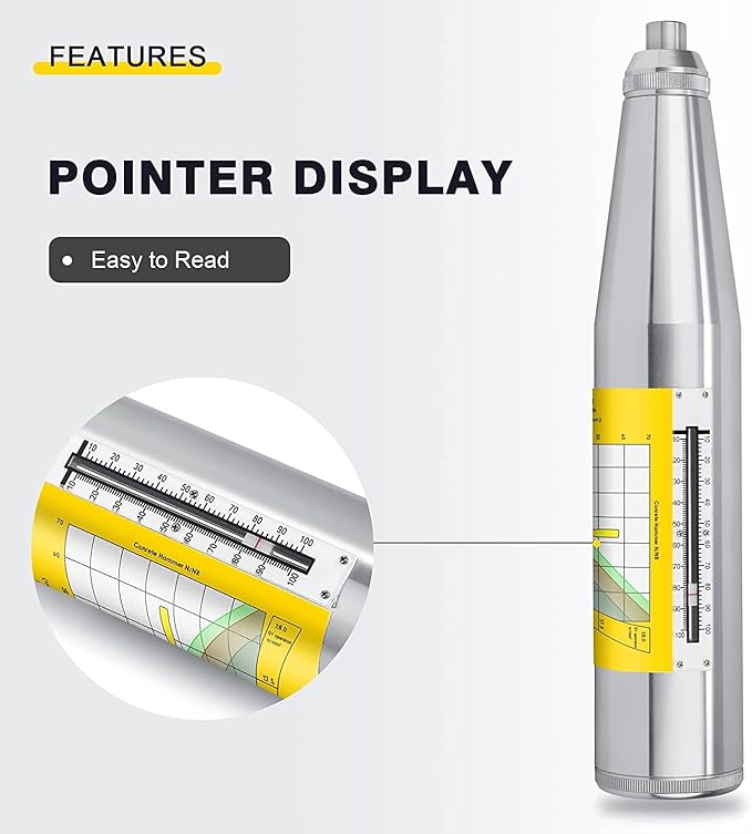 CGOLDENWALL Concrete Rebound Hammer Tester Resiliometer Test Meter Tool Within The Scope of 1450.38psi-8702.26psi (10-60Mpa) ZC3-A with English Label and Calibration Certificated (Old or New Panel)
