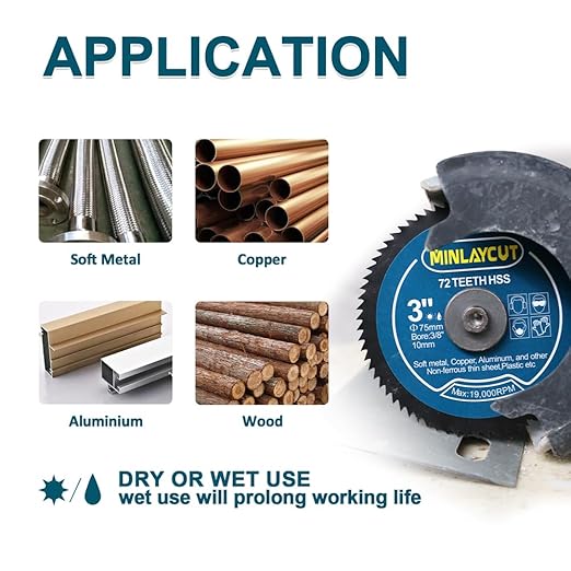 3inch HSS Mini Saw Blade - MINLAYCUT 72T 10mm Bore Cutting Discs 10pcs 75mm for Wood, Copper, Aluminum, Plastic and Soft Metal
