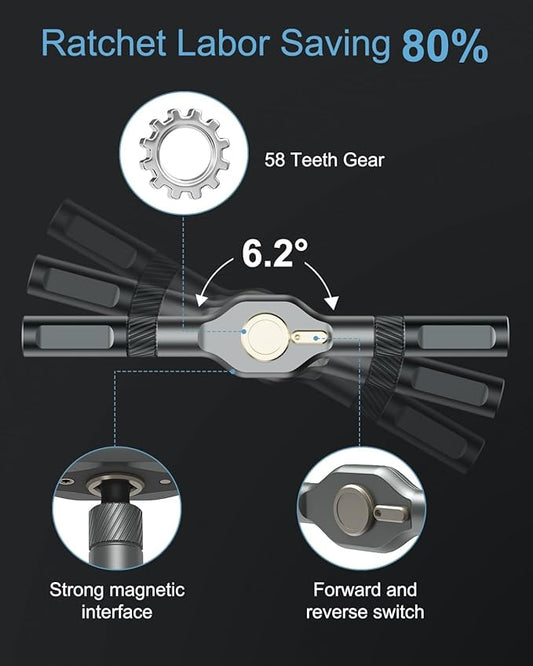 Upgraded 24 in 1 Ratchet Screwdriver Set, Magnetic Screwdriver Set, T Handle Multi Bit DIY Repair Tool Kit with Storage Case for Men Furniture, Computer, Bicycle and DIY Free Combination