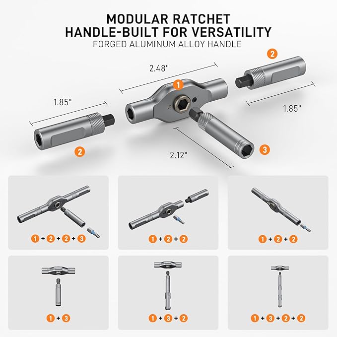 42 in 1 Magnetic Screwdriver Set, Ratchet Screwdriver Set with Case, T Handle Ratchet Screwdriver for Electronics and DIY, Great Christmas Gift for Men & DIY Lovers (Orange)