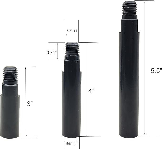 5/8"-11 Angle Grinder Extension Shaft Connecting Rod with Grinder Adjustable Spanner Wrench Flange Nut kit Car Polisher Airway Buff Extender Rotary Extension Kit (Normal Black 3" & 4" & 5.5")