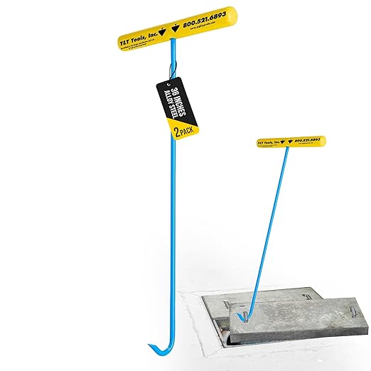 T&T Tools Heavy Duty Handy Hook ??Portable 36 Inch with 3/8" Round Pump Hook End ?밠ultipurpose Lifting and Pulling Tool for Manhole Covers, Septic Tanks, Storm Drains, Sewer Lids & More ?? Pack