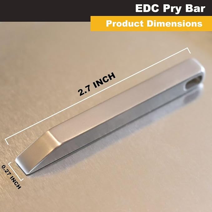 2 Pack EDC Pocket Pry Bar, Mini Prybar for Every Day Carry Small Titanium Key Chain, Portable Multitool, Screwdriver, Bottle Opener & Box Opener