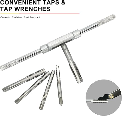 BeHappy 40PCS Tap and Die Set, Metric Size Standard M3 to M12, Threading Tool Set for Cutting External and Internal Threads with Adjustable Handles, Complete Accessories and Storage Case
