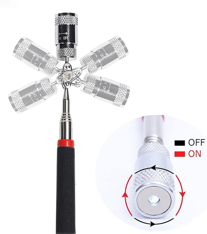 Telescoping Magnetic pickup tool with light,magnet duty flexible led set for seniors extra outdoor kids toy small extender kit side flatbed all lock drawers screw quick large and storage trash