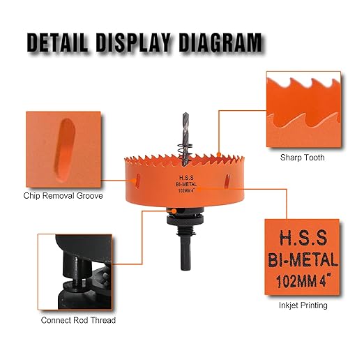 4 Hole Saw for Recessed Lights, 4 Inch Hole Cutter with Dust Bowl Catcher for Led Recessed Lighting 4 Inch and Wood Metal Drywall, Bi-Metal Construction