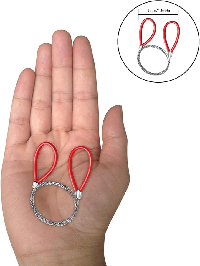 Emergency Wire Saw, 6 Pcs Steel Wire Saw Scroll Travel Wire Rope Cable Survival Wire Hand Pocket Rope Chain Saw for Cutting Wood Bone Rubber Plastic