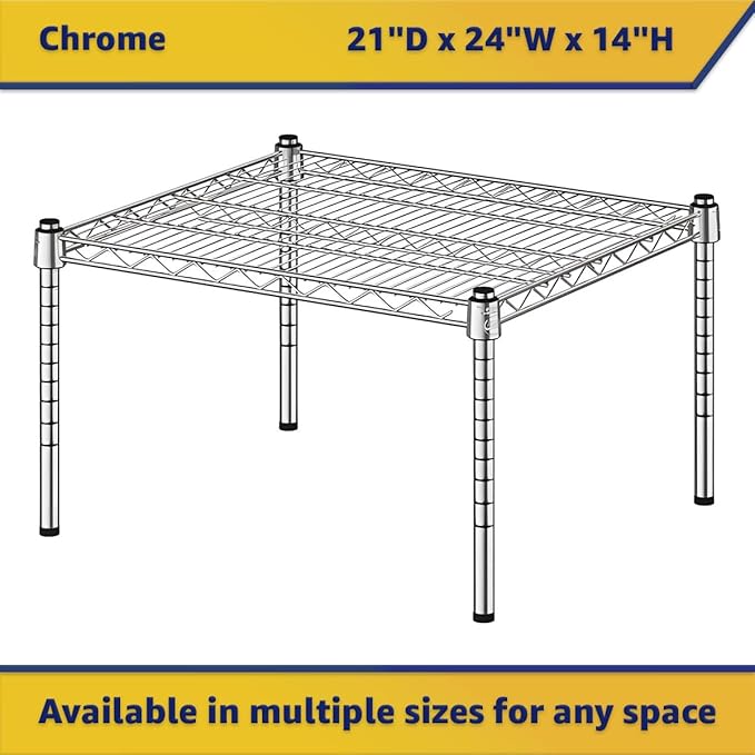 21" x 24" x 14" Chrome Wire Storage Shelf, Dunnage Rack, Commercial 1 Tier Small Shelf