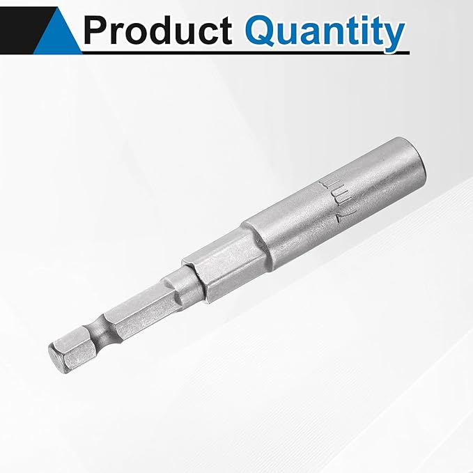 HARFINGTON Nut Driver Drill Bit 7mm Metric Socket 1/4" Hex Shank 3.15" (80mm) Long 6-Point Sockets Quick Change CR-V Steel Bolt Setters for Power Drill Drivers