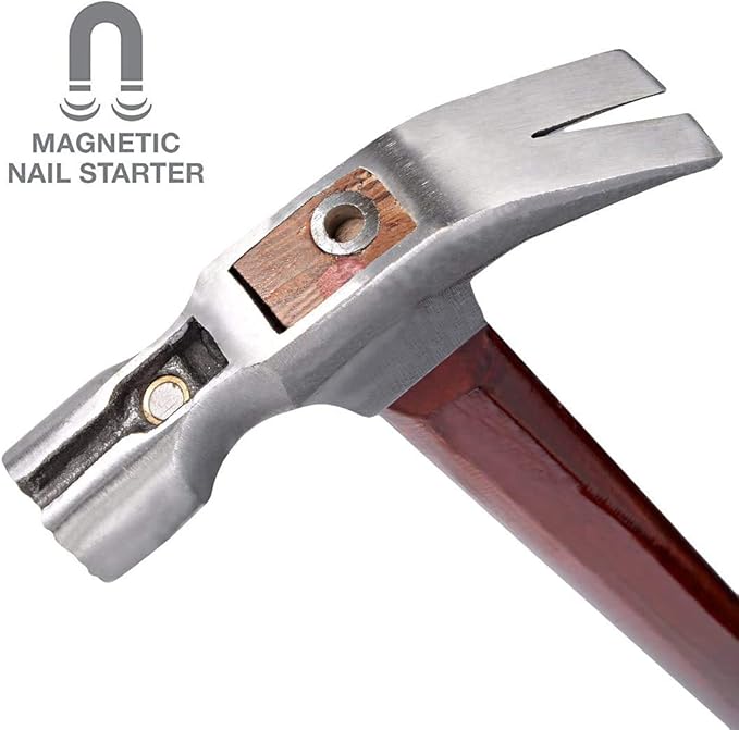 Utoolmart 8.8 Ounce Magnetic Anti-slip Head Wooden Handle Curved Claw Hammer 40cm/15.7" Length