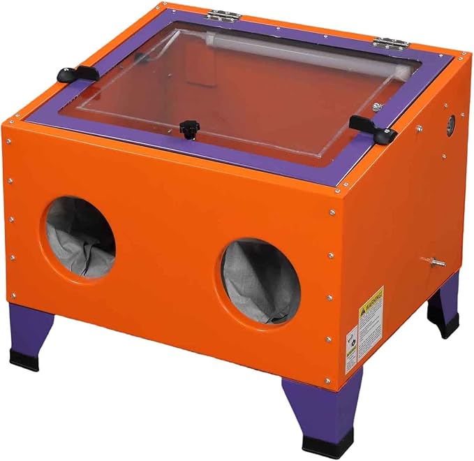 AutoForever 25 Gallon Air Sandblasting Cabinet,40-80 PSI Power Air Sand Blasting Cabinet,Heavy Duty Steel Sandblasting with Spray Gun & 4 Nozzle Bench Top Cabinet for Rust Removal,Stain,Paint