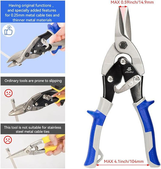 Metal Cutter Heavy Duty Aviation Tin Snips Shears for Cutting Sheet Metal, Straight Cut 10 Inch, Chrome Vanadium Steel