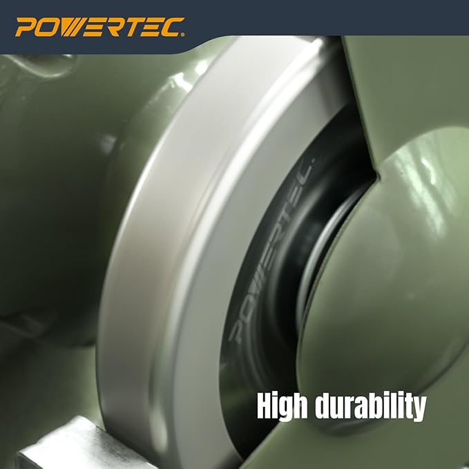 POWERTEC CBN Grinding Wheel 6 Inch 320 Grit, 1-1/4" Wide, 1/2" Arbor ??4-in-1 CBN Sharpening Wheel with 1/4" Radius Edge and Side Face for Bench Grinder (15708)