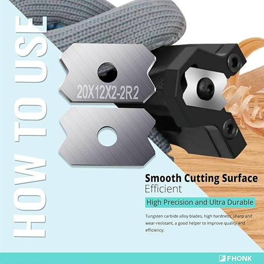 Woodworking Veneer Edge Trimmer Blades 20x12x2.0mm-2R2 2-Pcs, Chamfer Plane, Edge Banding Cutter, Manual Planer Blade, Burr Scraper for Board & Wood Surfaces (20x12x2-2R2, 2-PCS)