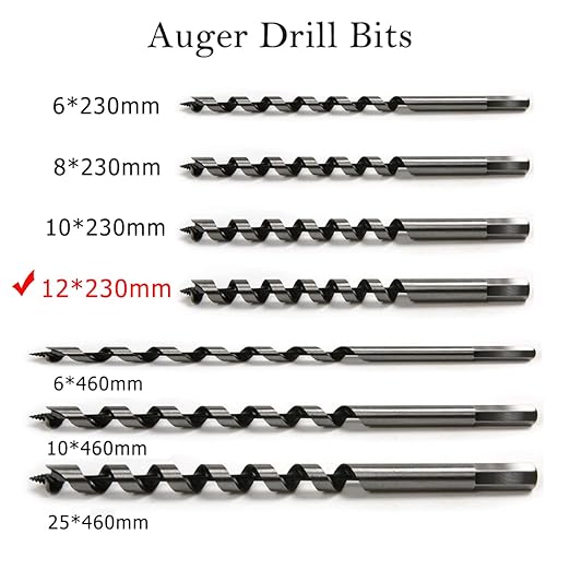SagaSave 12 * 230mm Wood Auger Drill Bit, Ship Auger Long Drill Bit for Soft and Hard Wood, Plastic, Drywall and Composite Materials, 1Pcs