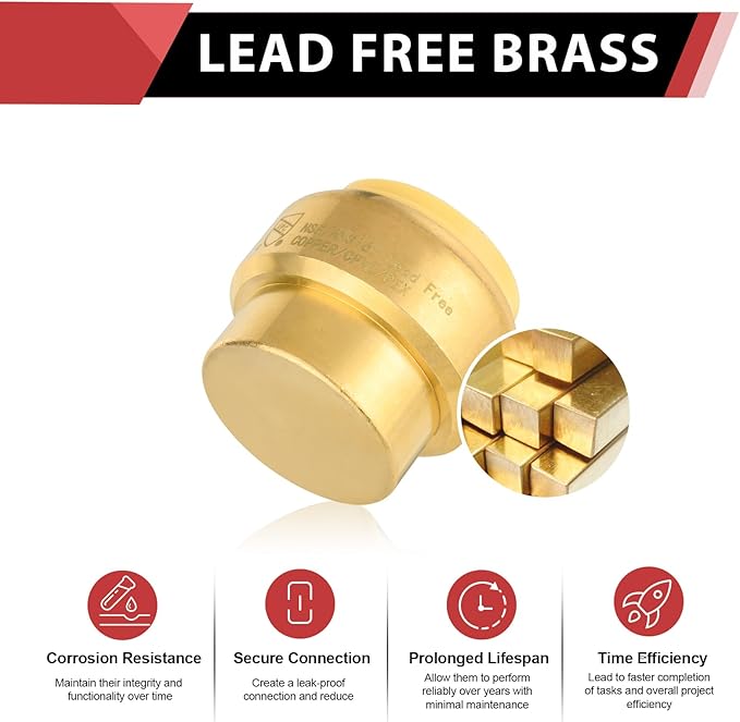 (Pack of 10) EFIELD 1/2 Inch Plug End Cap Push-Fit Fitting to Connect Pex, Copper, CPVC, with a Disconnect Clip Tool,(PF143-10PCS)