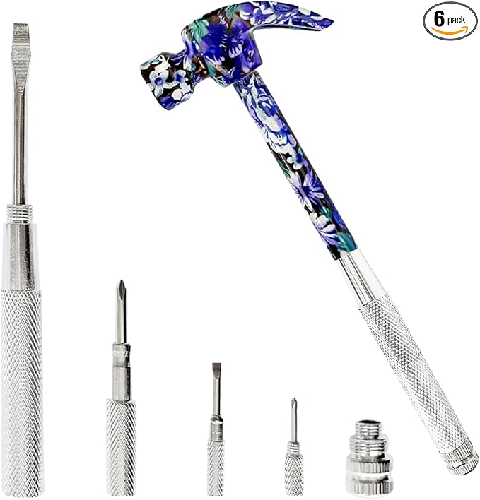 6 in 1 Flower Hammer & Screwdriver Tool, All In One Screwdriver Hammer Tools Set, Best Gift for Birthday Valentine's Mother's day Christmas Thanksgiving Halloween