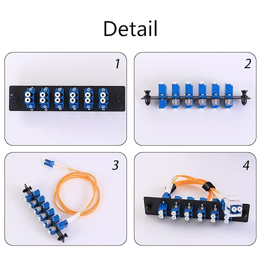 VFLTOOL 6 Duplex LC Adapters LGX Footprint Fiber Patch Panel Loaded 12 Fiber Ports Couplers Enclosure - LC UPC Blue Compatible with SingleMode Multimode|1.25G/10GB OS1-2/OM1-3