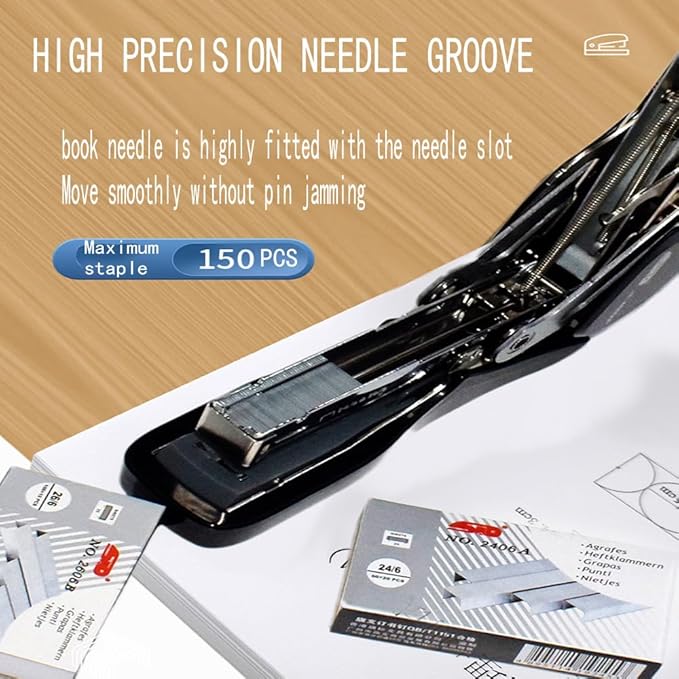 Heavy Duty Stapler, 50 Sheet Capacity Full Strip Desk Stapler, No-Jam & Non-Slip Design for Office and Classroom Use, Includes Staples, Black