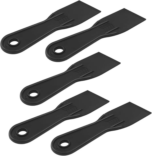 2 Inch Plastic Putty Knife Scraper, 5Pcs Flexible Spackle Knife for Spackling, Air Bubble Remover, Sticker Installation, Used for Repairing Walls, Pasting Plaster, Scraping Putty (Black)