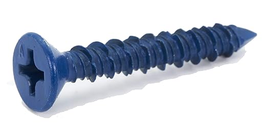 CONFAST 1/4" x 1-3/4" Blue Flat Phillips Concrete Screw Anchor with Drill Bit for Anchoring to Masonry, Block or Brick (100 per Box)