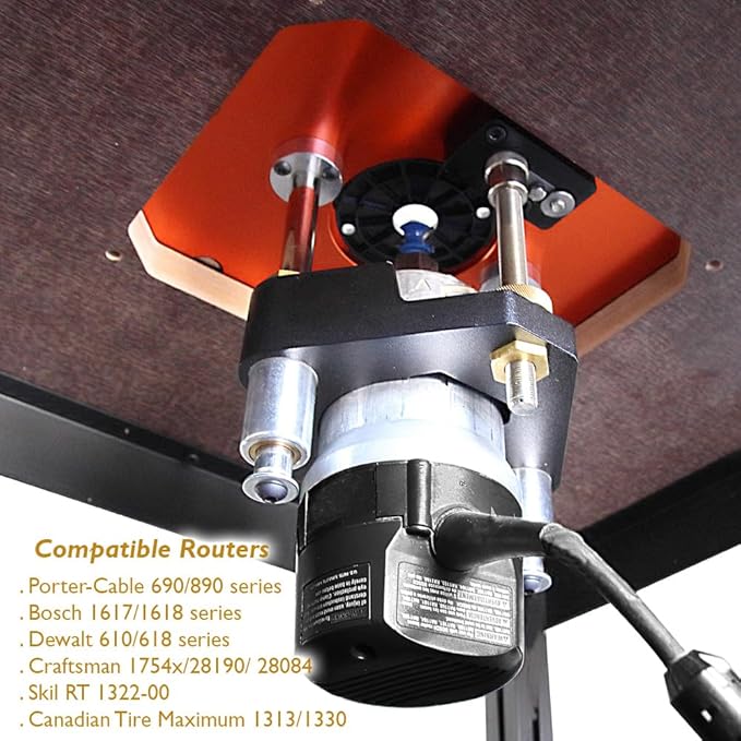 O'SKOOL Router Lift Systems for 3-1/2" Diameter Motors, 9-1/4'' x 11-3/4'' Plate 5-Piece Insert Ring Kit, RTS05