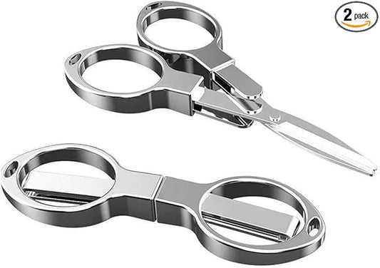 Folding Scissors, Safe Portable Safe Portable Travel Mini Scissors, Stainless Steel Retractable Small Scissors for Home Office, 2 Piece Set